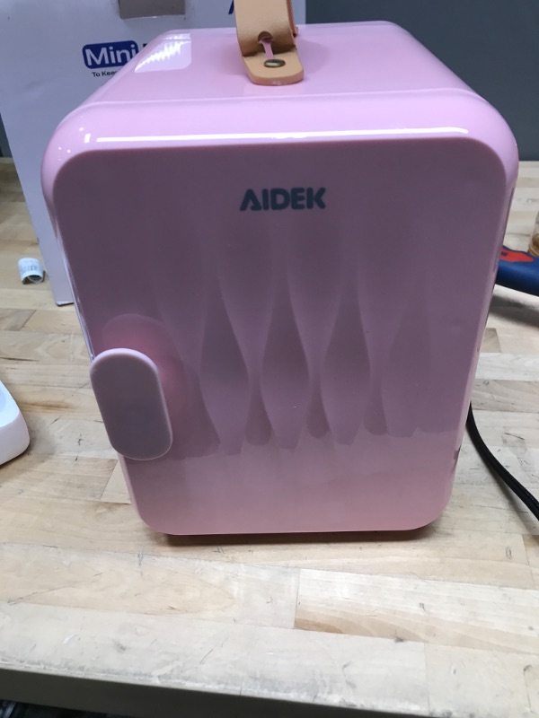 Photo 3 of Aidek Cosmetic Makeup Mini Fridge for Skin Care, 4L Portable Beauty Fridges DIY Shelves for Bedroom, Dorm, Office, Small Refrigerator, AC/DC12v Car Cooler for Desktop and Travel (Rose Pink)