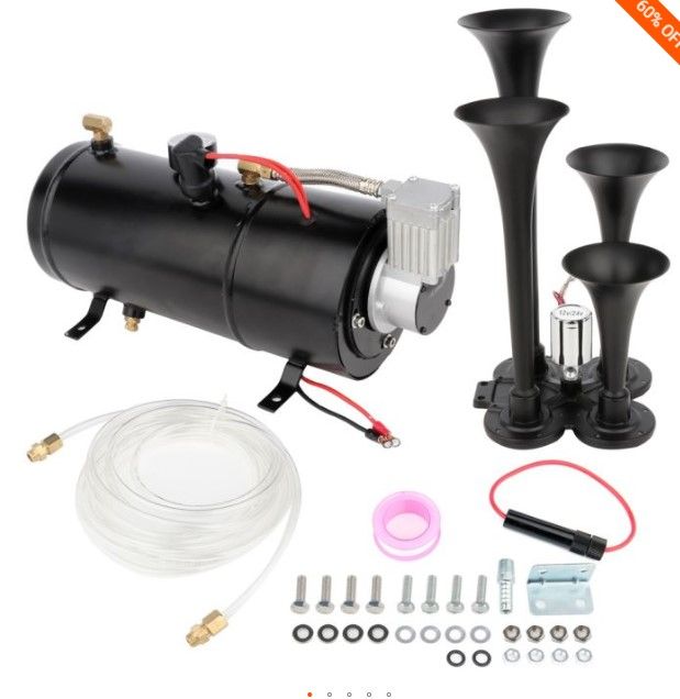 Photo 1 of 4 Trumpet 150dB 12V Train Air Horn 150 Psi Air Compressor Kit For Truck Boat