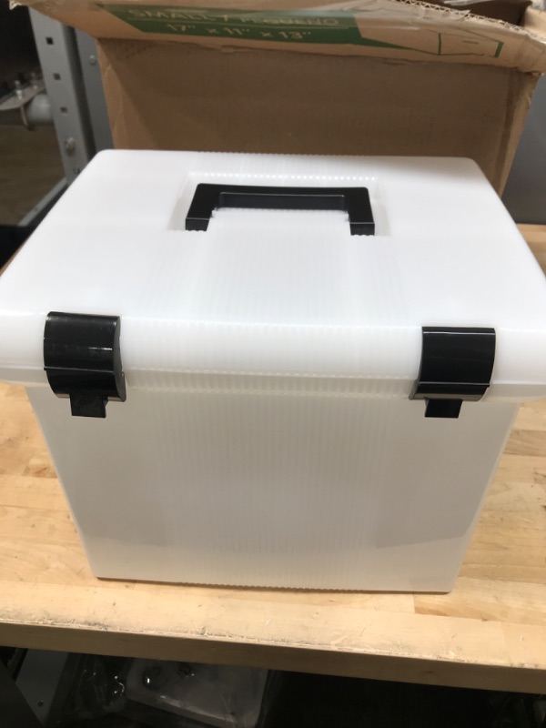 Photo 2 of Pendaflex Portable File Box, Frosted White, Hinged Lid with Double Latch Closure