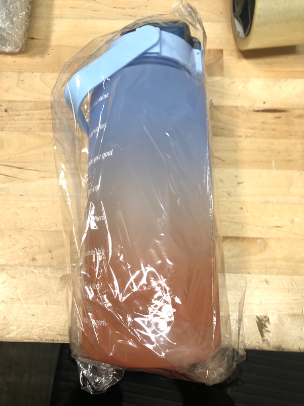 Photo 2 of 64 oz (2L) Motivational Water Bottle (Blue/Orange)