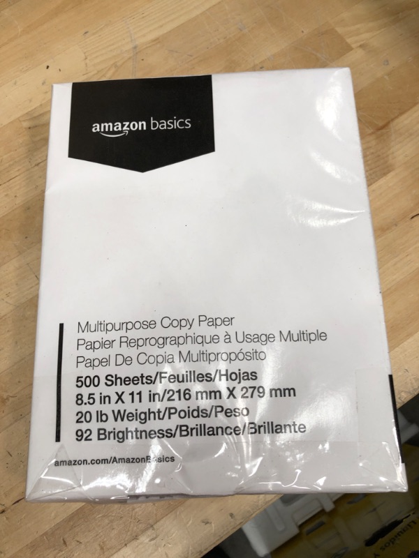 Photo 2 of Amazon Basics Multipurpose Copy Printer Paper, 8.5 x 11 Inch 20Lb Paper - 1 Ream (500 Sheets), 92 GE Bright White 1 Ream | 500 Sheets Multipurpose (8.5x11) Paper1019297518
X003RI1XYP
