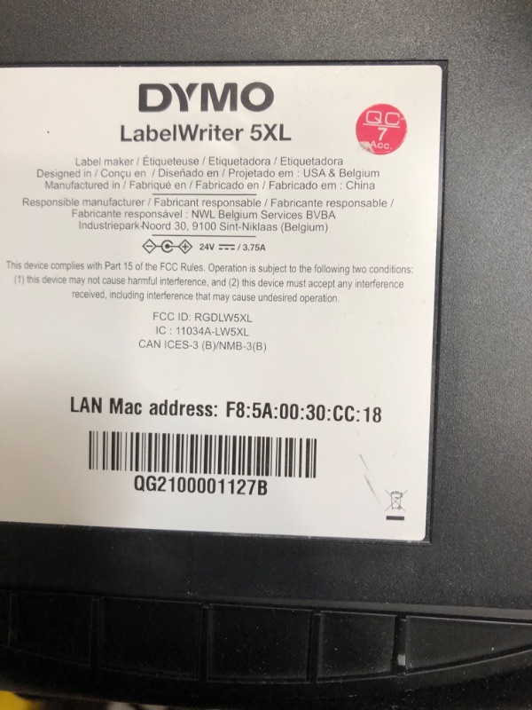 Photo 1 of parts only  DYMO LabelWriter 5XL Label Printer Bundle, Prints Extra-Wide Shipping Labels (UPS, USPS) from Amazon, eBay, and More, Perfect for eCommerce Sellers, Includes 5 Extra-Large Shipping Labels (1100 Total)