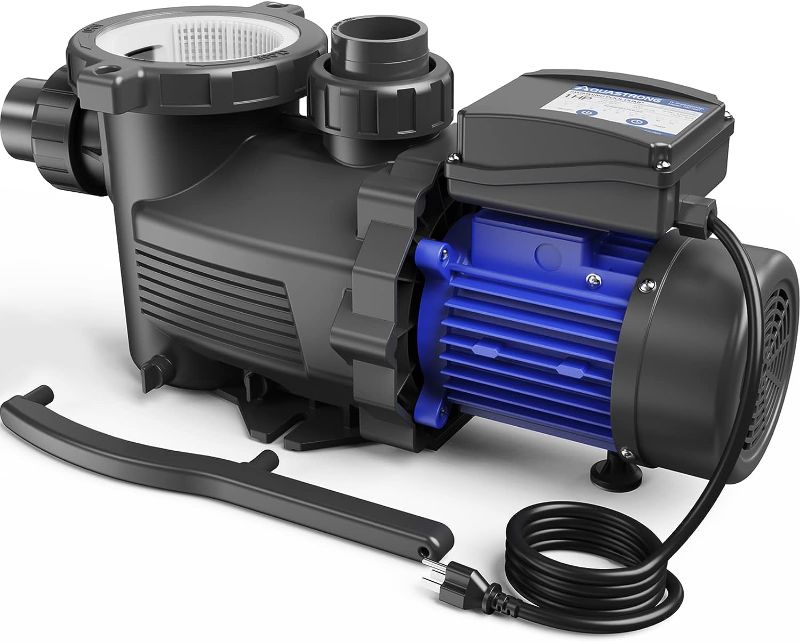 Photo 1 of 
AQUASTRONG 1 HP In/Above Ground Pool Pump with Timer, 220V, 6100GPH, High Flow, Powerful Self Primming Swimming Pool Pumps with Filter Basket