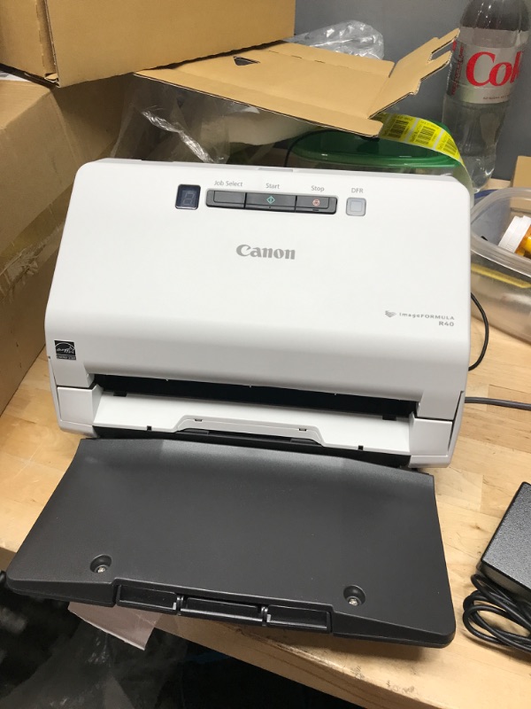 Photo 2 of Powers On**Canon imageFORMULA R40 Office Document Scanner For PC and Mac, Color Duplex Scanning, Easy Setup For Office Or Home Use, Includes Scanning Software R40 Document Scanner