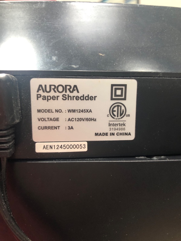 Photo 3 of Aurora JamFree AU1235XA 12-Sheet Cross-Cut Paper / Credit Card Shredder with Pull-Out Wastebasket and Sharpening and Lubricating Sheets