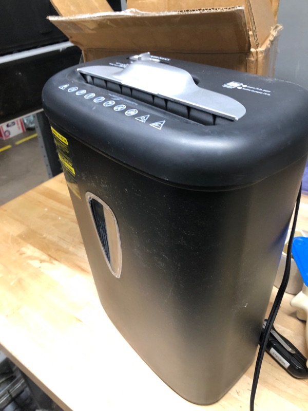 Photo 2 of Amazon Basics 8 Sheet Cross Cut Paper and Credit Card Shredder with 4.1 Gallon Bin, Black
