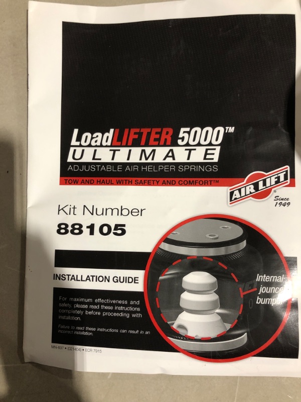 Photo 4 of * item used * damaged * inflatable has leak * see all images *
Air Lift 88105 LoadLifter 5000 Ultimate Air Suspension Kit, Black