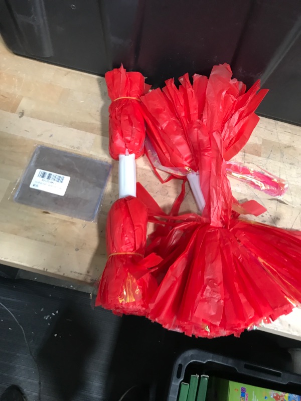 Photo 1 of 2 item bundle
-Red Cheerleading poms
-2 Plastic clear card holders