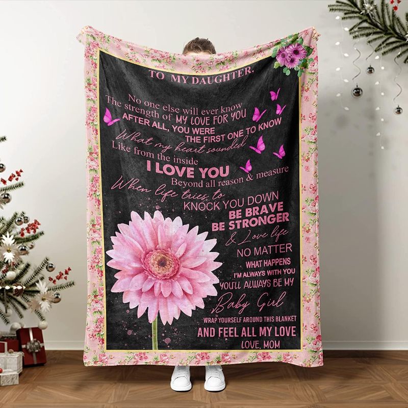 Photo 1 of **Not exact blanket as stock photo similar message**
Personalized Pink Flower Blanket - The Strength of My Love to You Daughter Blanket from Mom Mommy Dad - Daughter Birthday Blankets Gifts for Baby Girl Daughter - Customized Soft Fleece Throw Blanket
