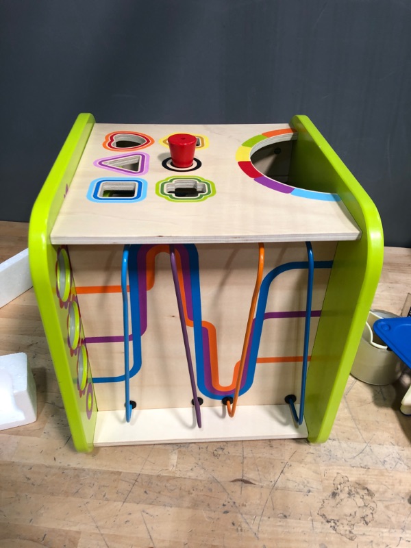 Photo 2 of ****USED FAIRLY NEW***

Country Critters Wooden Activity Play Cube by Hape | Wooden Learning Puzzle Toy for Toddlers, 5-Sided Activity Center with Animal Friends, Shapes, Mazes, Wooden Balls, Shape Sorter Blocks and More, 13.78 x 13.78 x 19.69 inches