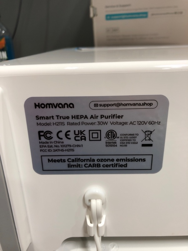 Photo 4 of **NEW TESTED***

Homvana Smart Air Purifiers for Home Larger Room Bedroom Up to 1096 Sq Ft, H13 True HEPA Washable Filter with Air Quality Indicator (SilentAir Tech), Auto Mode, Remove 99.97% for Pets Allergies Smoker