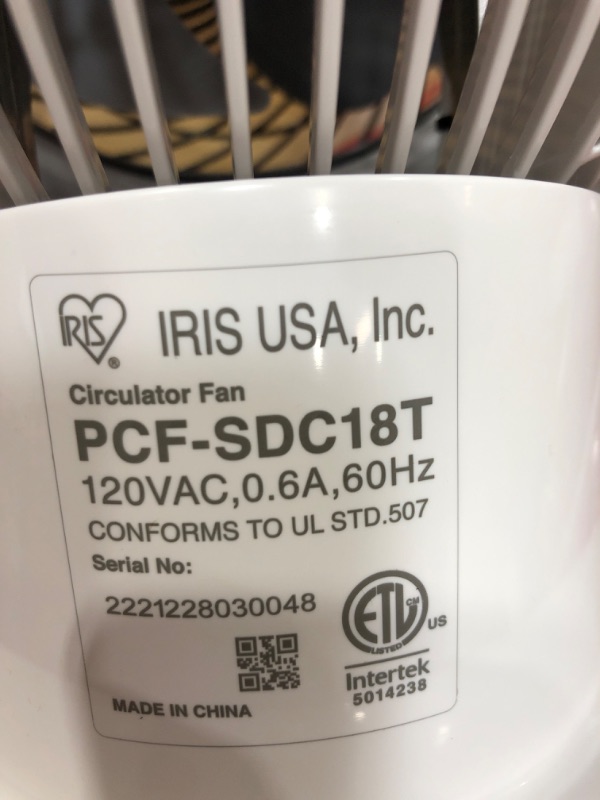 Photo 4 of ***NEW*** OPEN BOX TESTED FUNCTIONAL**** 

IRIS USA WOOZOO Oscillating Fan, Vortex Fan, DC Motor Quiet and Eco Friendly, Remote Equipped 8-in-1 Fan w/ Timer/ Multi Oscillation/ Air Circulator/ 10 Speed Settings, Large White White/Grey Large 120° Multi-Dir