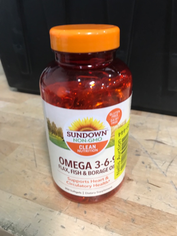 Photo 3 of ****EXP 11/24***
Sundown Omega 3 6 9, with Flax, Fish and Borage Oils, Supports Heart and Circulatory Health, 200 Softgels (Packaging May Vary) Unflavored 66.0 Servings (Pack of 1)