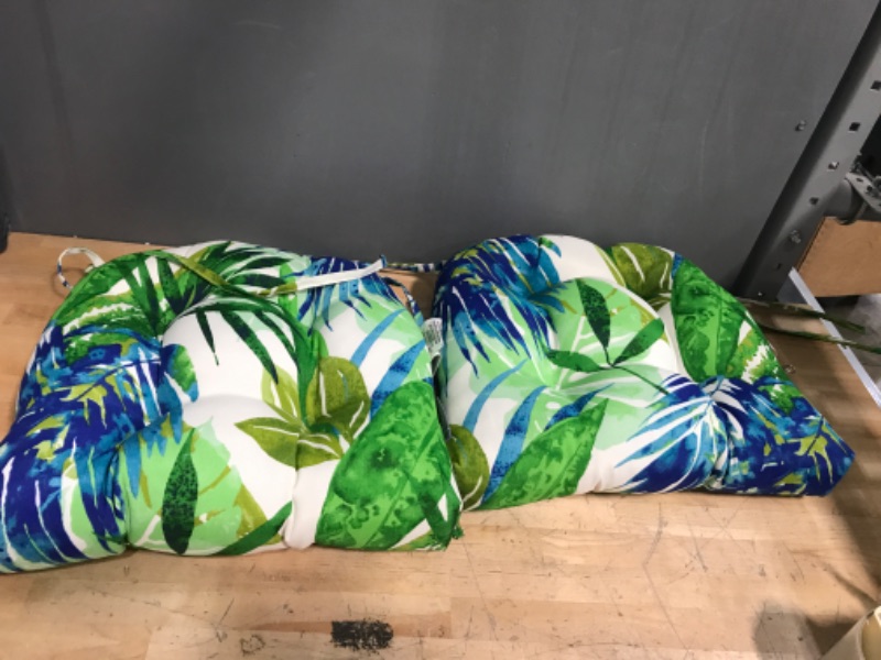 Photo 2 of ***NEW***

Pillow Perfect - 585581 Outdoor/Indoor Soleil Tufted Seat Cushions (Round Back), 19" x 19", Blue/Green, 2 Pack