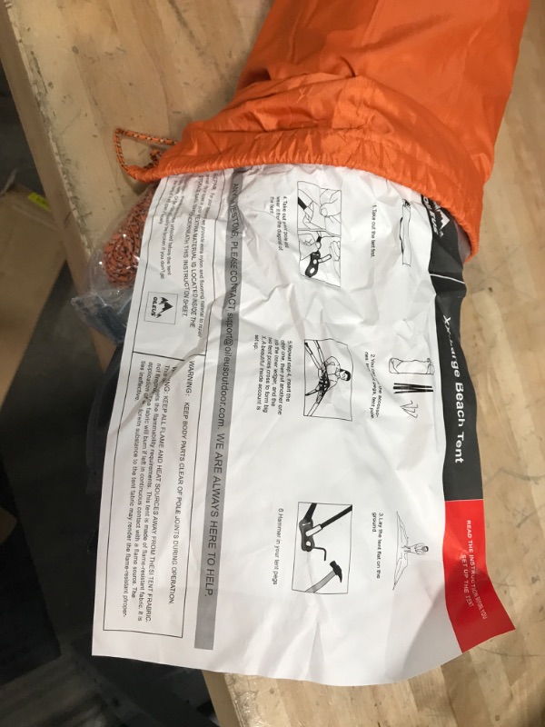 Photo 3 of ***NEW* OPEN BOX MAY BE MISSING HARDWARE****
Oileus XX-Large Beach Tent Sun Shelter for 5-6 Person- Portable Shade Instant Pop Up with Carrying Bag, Stakes, 6 Sand Pockets, Anti UV Fishing Hiking Camping, Waterproof, Orange