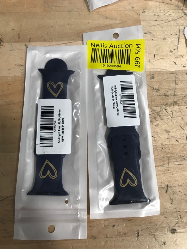 Photo 2 of **2 PACK***

WKC Compatible with Apple Watch Bands 41mm 40mm 38mm 42mm 44mm 45mm, Soft Silicone Gold Heart Pattern Printed Sport Wristbands with Classic Clasp for iWatch Series SE 7 6 5 4 3 2 1 Midnight Blue 42mm/44mm/45mm/49mm