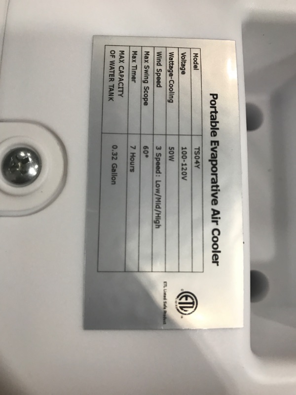 Photo 2 of ****OPEN BOX MAY BE MISSING HARDWARE*** TESTED FUNCTIONAL****

Cozzyben Air Conditioner no Window 35" Ice Tower Fan Blow Cold Air Ductless Evaporative Swamp Cooler Ventless Portable Standing Ac Unit with Water Tank, Ice Packs for Room Bedroom Indoor Home