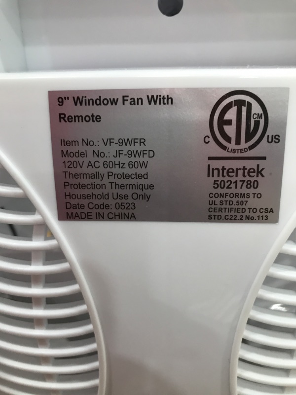 Photo 2 of ****NEW**** TESTED***

KEN BROWN 9 Inch Twin Window Fan With Remote, 3-Speed Reversible Air Quiet Flow and Thermostat Control,ETL Safety Listed