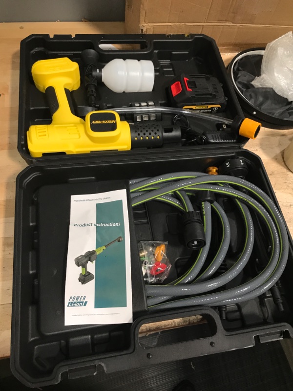 Photo 3 of ****USED *** ***OPEN BOX MAY BE MISSING HARDWARE*****

MAXIPACT Cordless Pressure Washer, Portable Pressure Washer with Touch Screen, Max 1080PSI, 4 Speed Adjustment, 4.0Ah Battery Pressure Washer with 6 in 1 Nozzle, Portable Power Washer for Car Garden Y