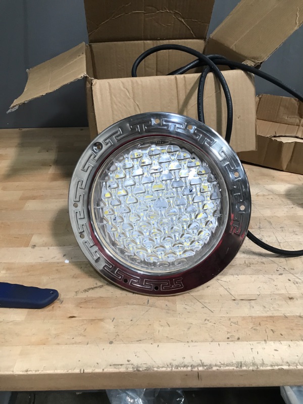 Photo 3 of ****USED UNABLE TO TEST**** TORN WIRE DAMAGED PART ONLY****
SH101300 12V LED Pool Light 50FT, 10 Inch Color Changing Pool Light Bulb for Inground Pool, Underwater Swimming Pool Spa Light Replacement 1 Count (Pack of 1)