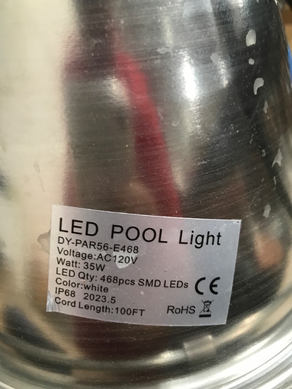 Photo 2 of ****USED UNABLE TO TEST**** TORN WIRE DAMAGED PART ONLY****
SH101300 12V LED Pool Light 50FT, 10 Inch Color Changing Pool Light Bulb for Inground Pool, Underwater Swimming Pool Spa Light Replacement 1 Count (Pack of 1)