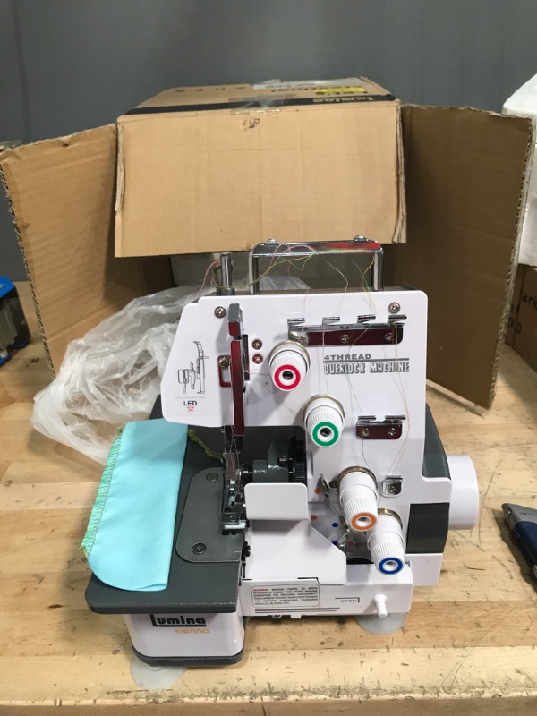 Photo 2 of ****USED** TESTED****
Lumina Sienna, 3-4 Thread Serger With Adjustable Stitch Length, Heavy-Duty, Durable Metal Frame Overlock Machine, Strong And Tough Serger, Included Accessories
