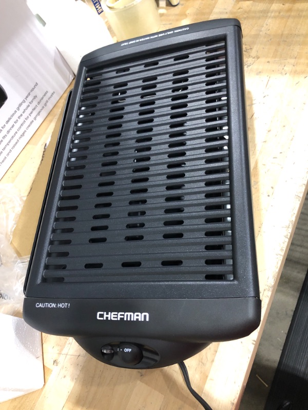 Photo 2 of ***NEW** ***OPEN BOX*****

Chefman Electric Smokeless Indoor Grill w/Non-Stick Cooking Surface & Adjustable Temperature Knob from Warm to Sear for Customized BBQing, Dishwasher Safe Removable Water Tray, Black