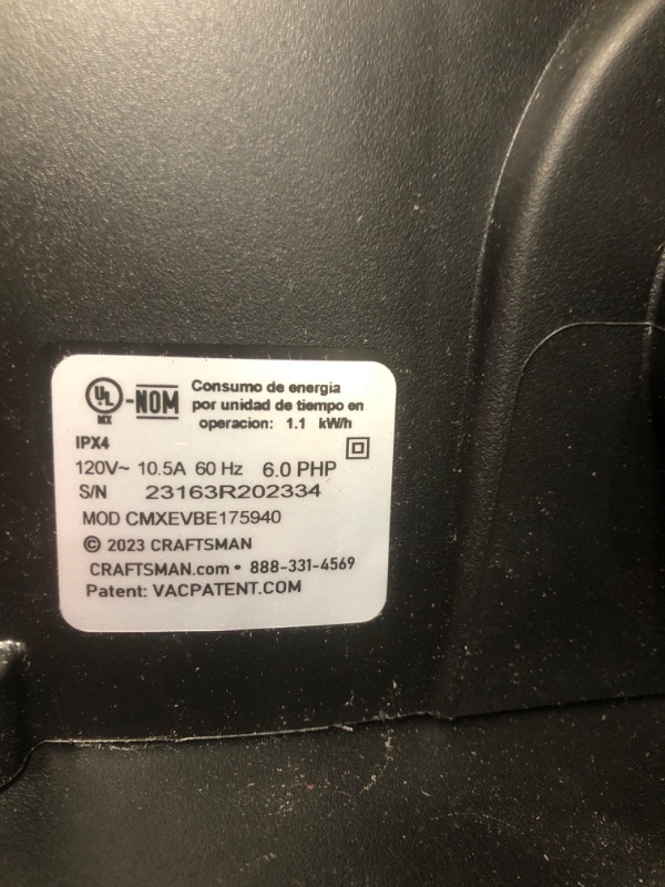 Photo 2 of ****NEW**** TESTED*** OPEN BOX MAY BE MISSING HARDWARE******

CRAFTSMAN CMXEVBE17594 12 Gallon 6.0 Peak HP Wet/Dry Vac, Portable Shop Vacuum with Attachments