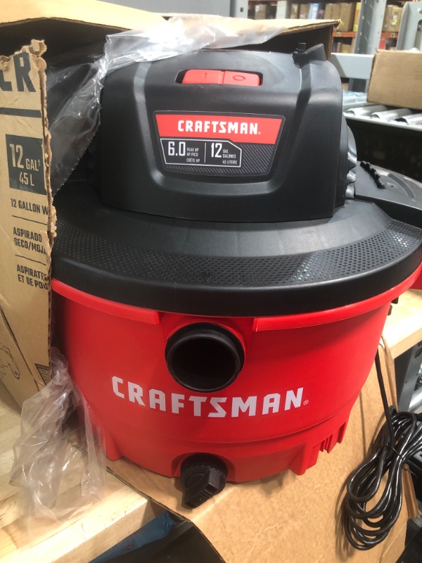 Photo 4 of ****NEW**** TESTED*** OPEN BOX MAY BE MISSING HARDWARE******

CRAFTSMAN CMXEVBE17594 12 Gallon 6.0 Peak HP Wet/Dry Vac, Portable Shop Vacuum with Attachments