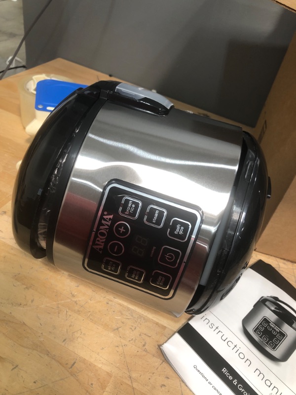 Photo 5 of ****PARTS ONLY NONFUNCTIONAL***** DAMAGE***
Aroma Housewares ARC-914SBD Digital Cool-Touch Rice Grain Cooker and Food Steamer, Stainless, Silver, 4-Cup (Uncooked) / 8-Cup (Cooked) Basic
