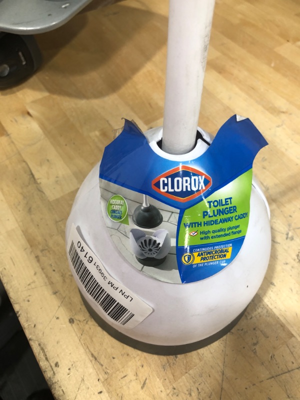 Photo 4 of ****DUSTY/DIRTY****USED**** CADDY FUNCTIONAL**** 

Clorox Toilet Plunger and Hideaway Caddy Bathroom Combo, White/Grey