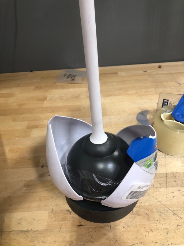 Photo 2 of ****DUSTY/DIRTY****USED**** CADDY FUNCTIONAL**** 

Clorox Toilet Plunger and Hideaway Caddy Bathroom Combo, White/Grey