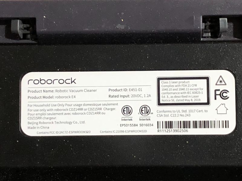 Photo 8 of ***POWERS ON - UNABLE TO TEST FURTHER***
Roborock E4 Robot Vacuum Black with Carpet Boost Optimized Edge Cleaning Systems