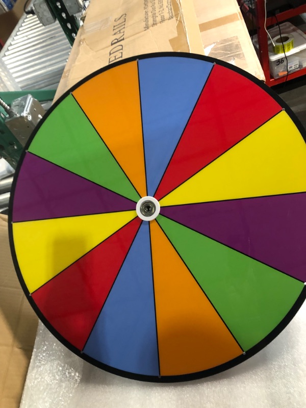 Photo 2 of 24 Inch Spinning Wheel, 12 Slots Color Prize Wheel with Gooseneck Tray, Dry Erase Marker & 