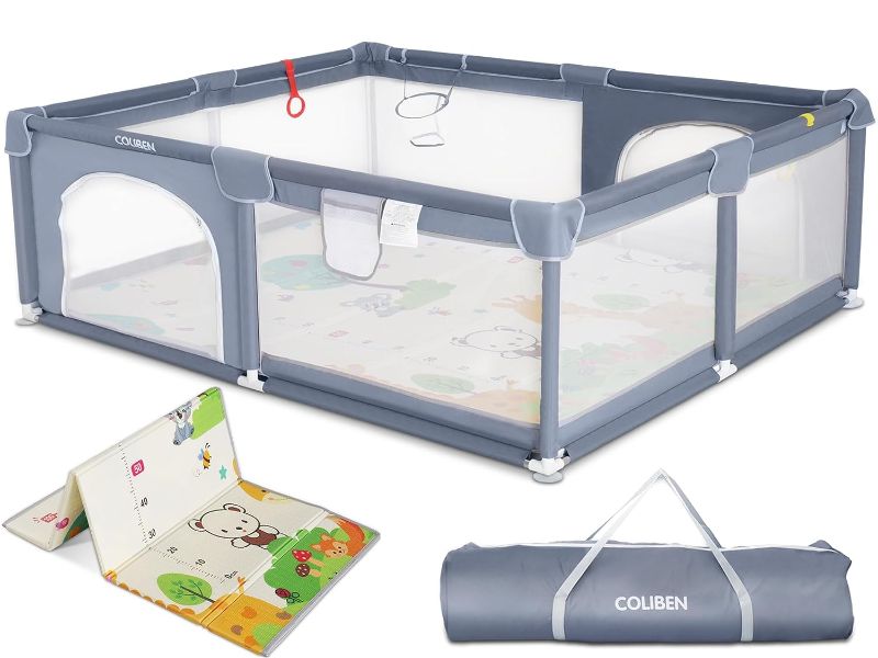 Photo 1 of COLIBEN Baby Playpen with Folding Mat, 71" X 59" X 26.5" Playpen for Babies and Toddlers