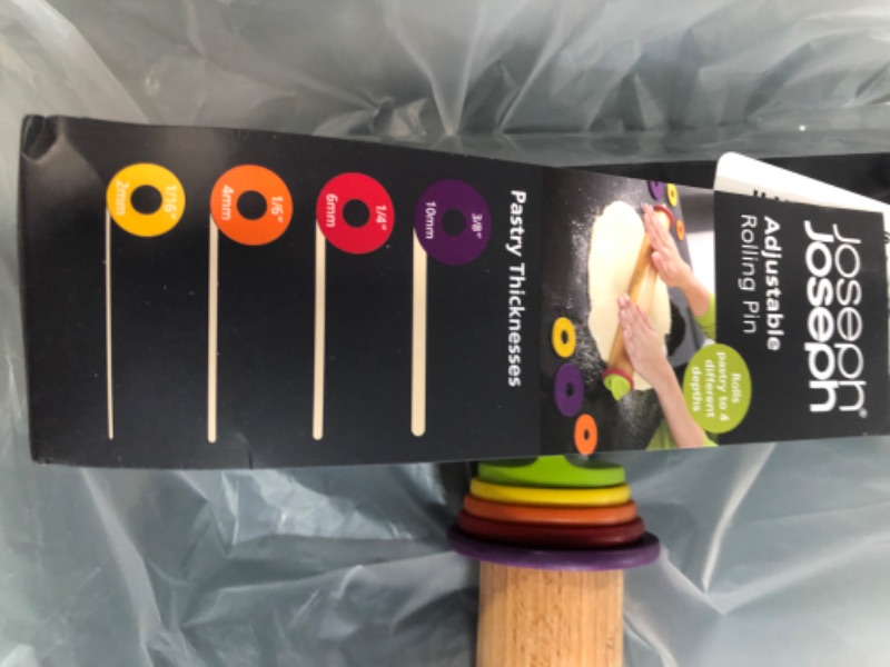 Photo 4 of Joseph Joseph Adjustable Rolling Pin with Removable Rings, 13.6", Multi-Color Multicolor