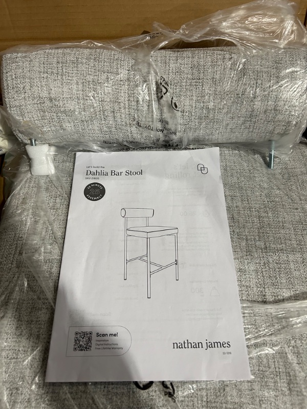 Photo 6 of ***Parts Only**Nathan James Dahlia Counter Height Chair, LIGHT GREY/BLACK