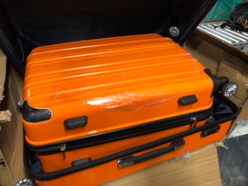 Photo 3 of MINOR RESIDUE ON SUITCASES****Coolife Luggage Expandable 3 Piece Sets PC+ABS Spinner Suitcase 20 inch 24 inch 28 inch (orange)