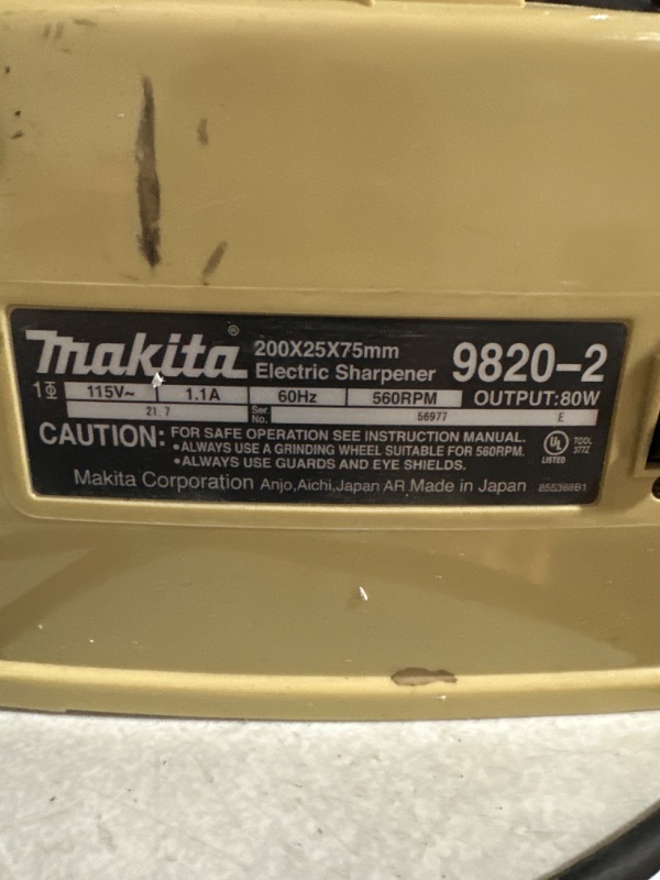 Photo 5 of ** READ NOTS BELOW* Makita 98202 1.1 amp Horizontal Wheel Wet Blade Sharpener