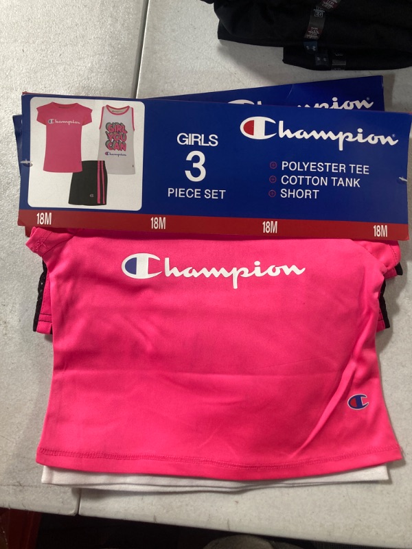 Photo 2 of Champion Girl S 3 Piece Polyester Tee Cotton Tank & Short Set 18M SIZE 