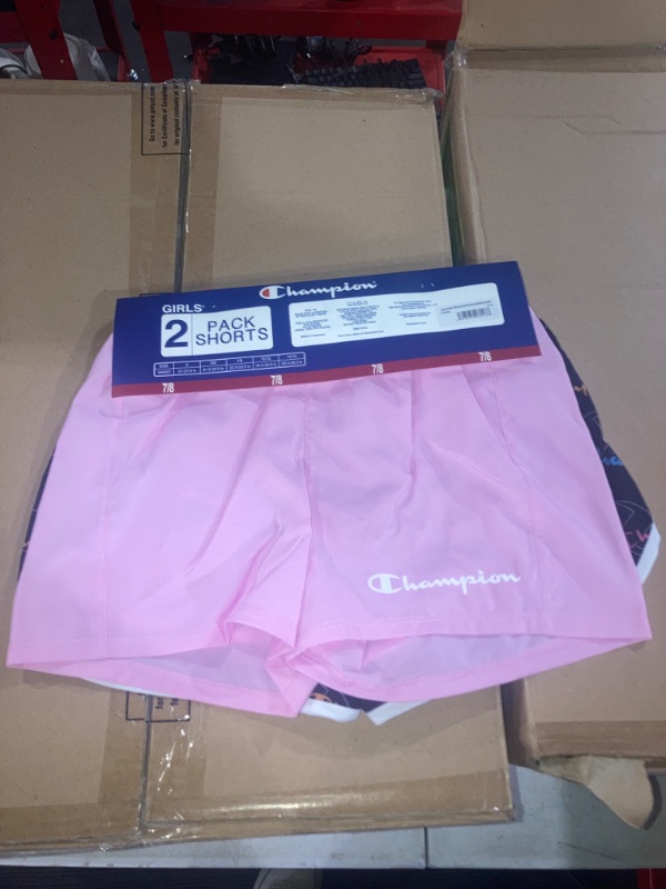 Photo 2 of Champion Girl's 2-Pack 2.5" Inseam Active Elastic Waist & Drawstring Shorts 7/8
