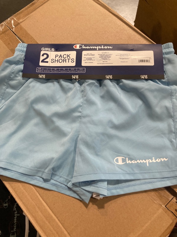 Photo 2 of Champion Girl's 2.5" Black/Blue 2-Pack Active Shorts SIZE 14/16