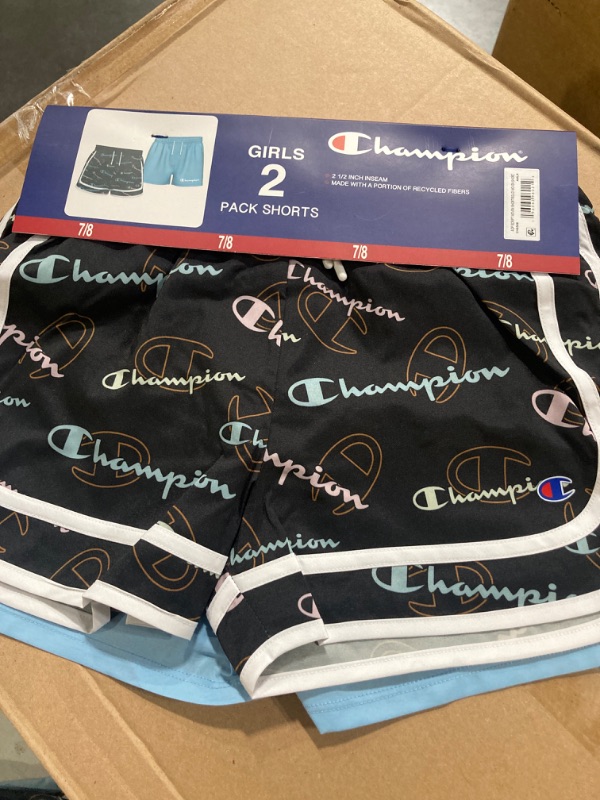 Photo 2 of Champion Girl's 2.5" Black/Blue 2-Pack Active Shorts 7/8