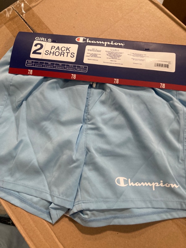 Photo 3 of Champion Girl's 2.5" Black/Blue 2-Pack Active Shorts 7/8