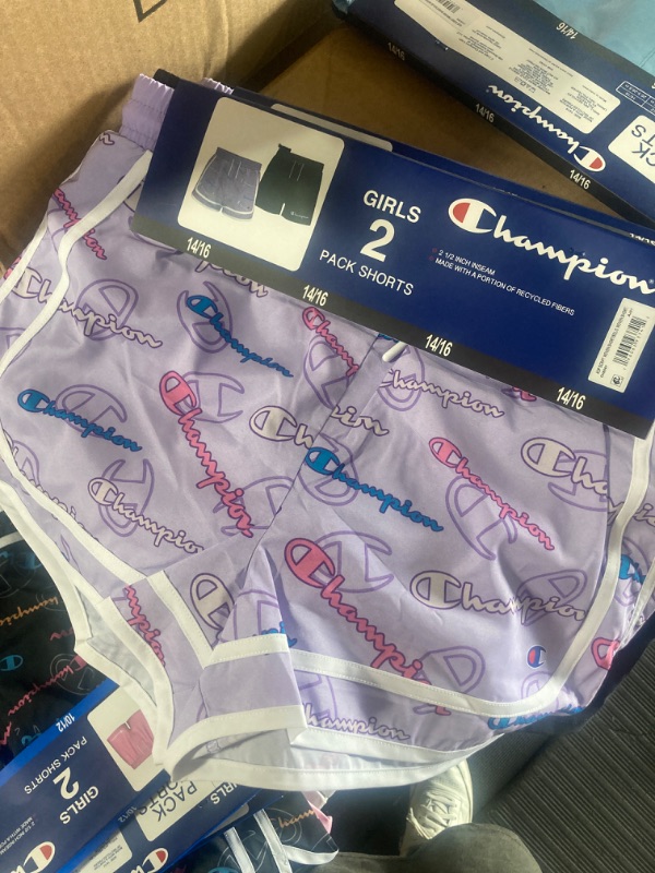 Photo 1 of GIRLS CHAMPION 2 PACK SHORTS SIZE 14/16