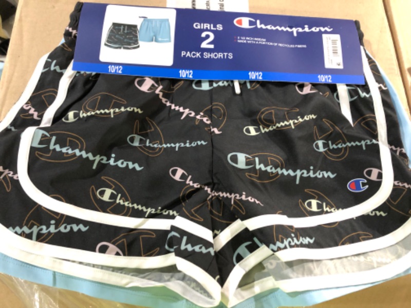 Photo 1 of Champion Girl's 2.5" Black/Blue 2-Pack Active Shorts (CHS568) 10/12