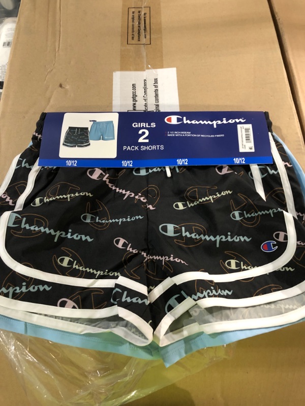 Photo 3 of Champion Girl's 2.5" Black/Blue 2-Pack Active Shorts (CHS568) 10/12