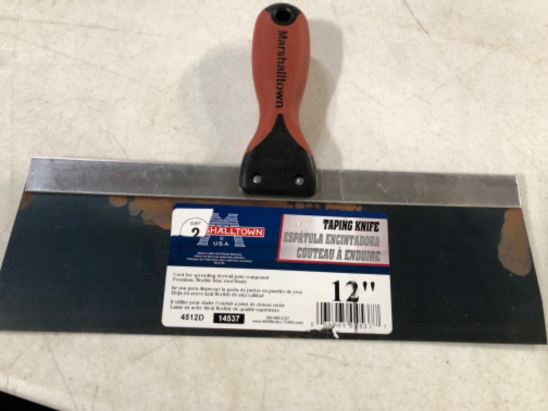 Photo 4 of **rust**MARSHALLTOWN DuraSoft I Taping Knife,12 Inch, Stainless Steel Blade, Drywall, DuraSoft Handle, 3512SD