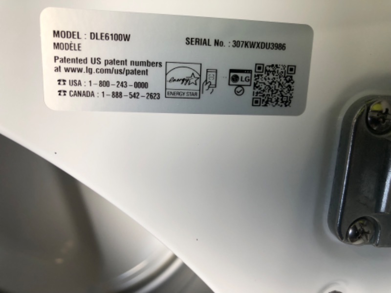 Photo 2 of LG 7.3-cu ft Electric Dryer (White) ENERGY STAR
