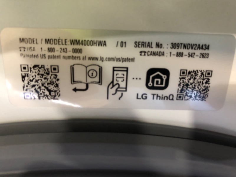 Photo 2 of LG TurboWash 360 4.5-cu ft High Efficiency Stackable Steam Cycle Smart Front-Load Washer (White) ENERGY STAR